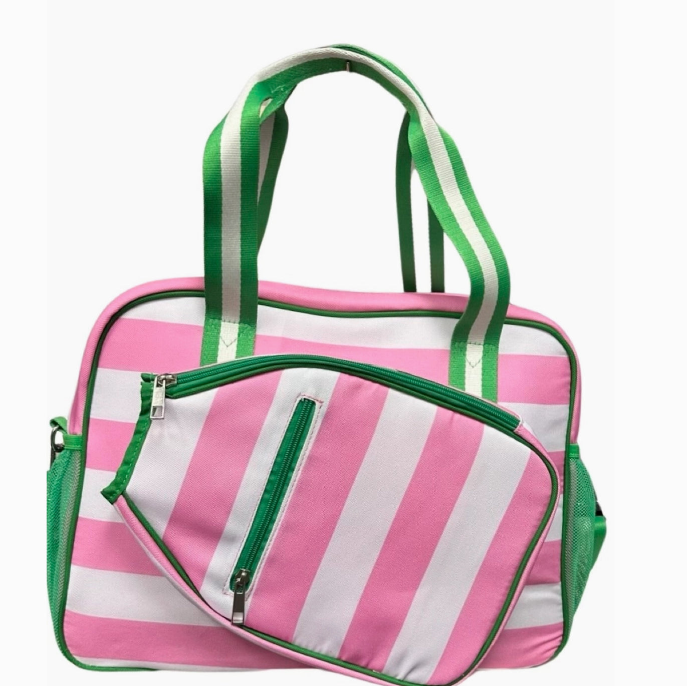 Canvas Pickle Ball Tote Pink and Green