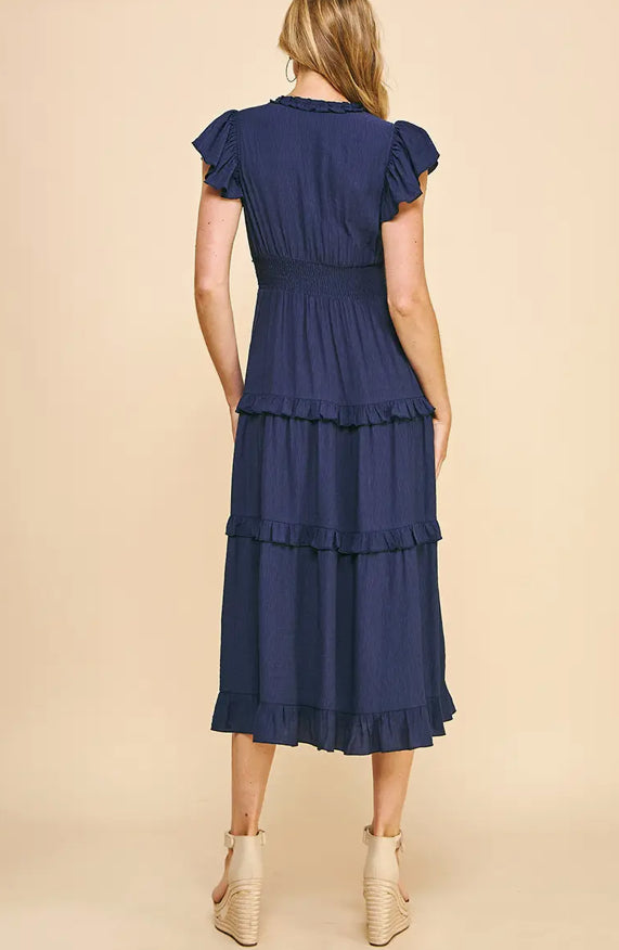 Ruffled Tea Length Dress