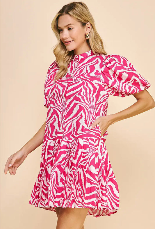 Hot pink Animal Print Mini Dress