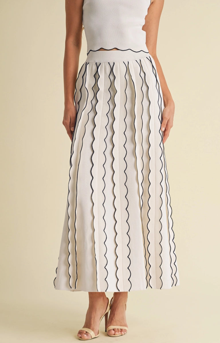 Pleated Knit Maxi Skirt