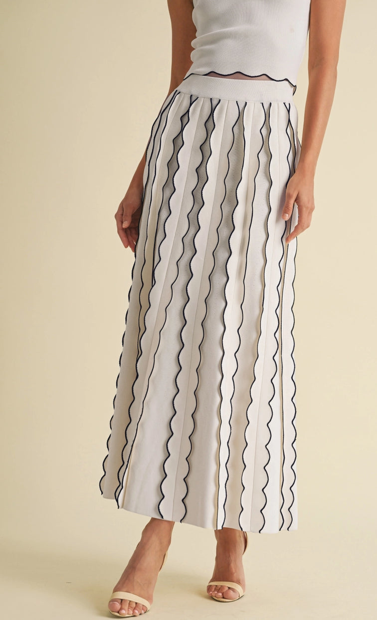 Pleated Knit Maxi Skirt