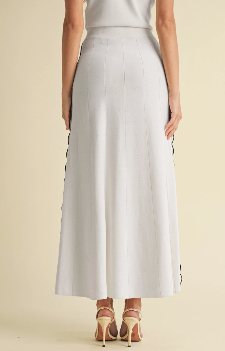 Pleated Knit Maxi Skirt