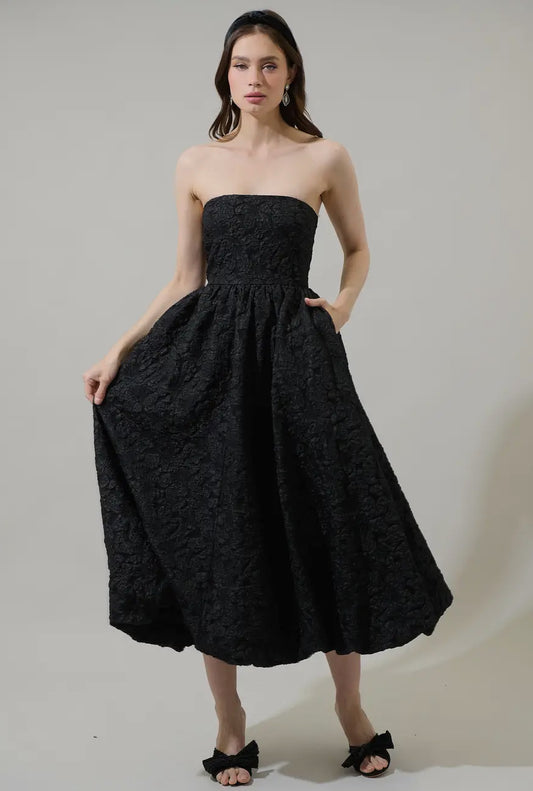 Jacquard strapless Maxi Dress