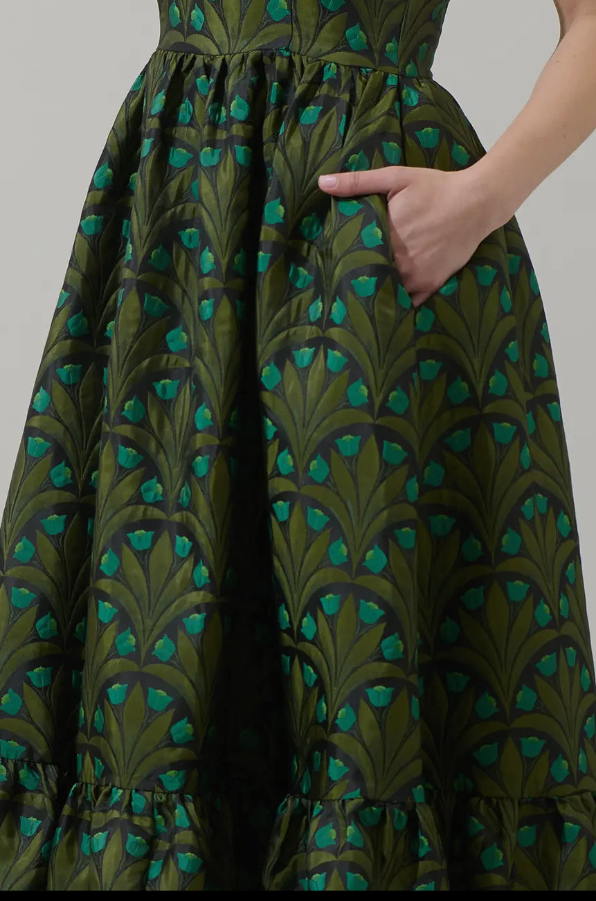 Aurra Jacquard Strapless Midi Dress