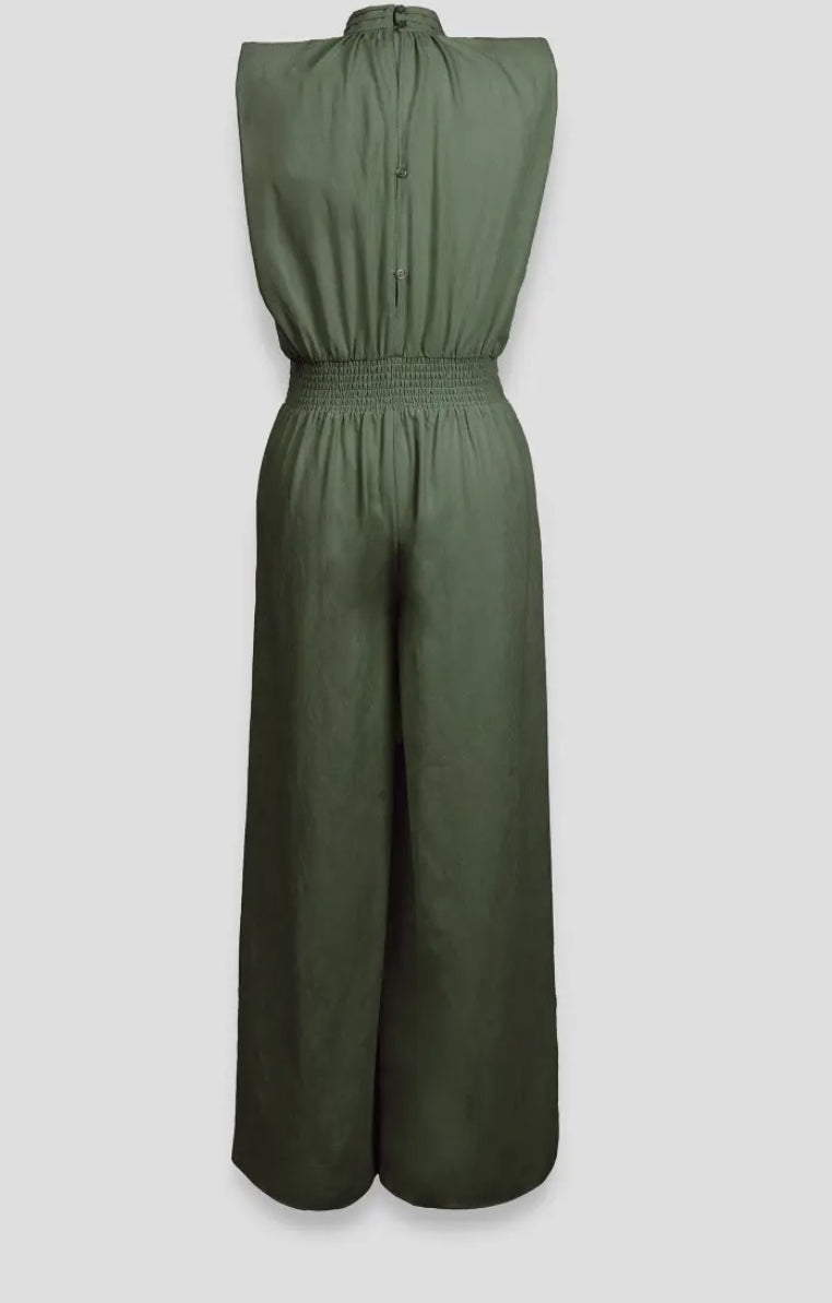 High Neck Cinched Waist Jumpsuit