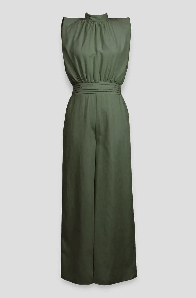 High Neck Cinched Waist Jumpsuit