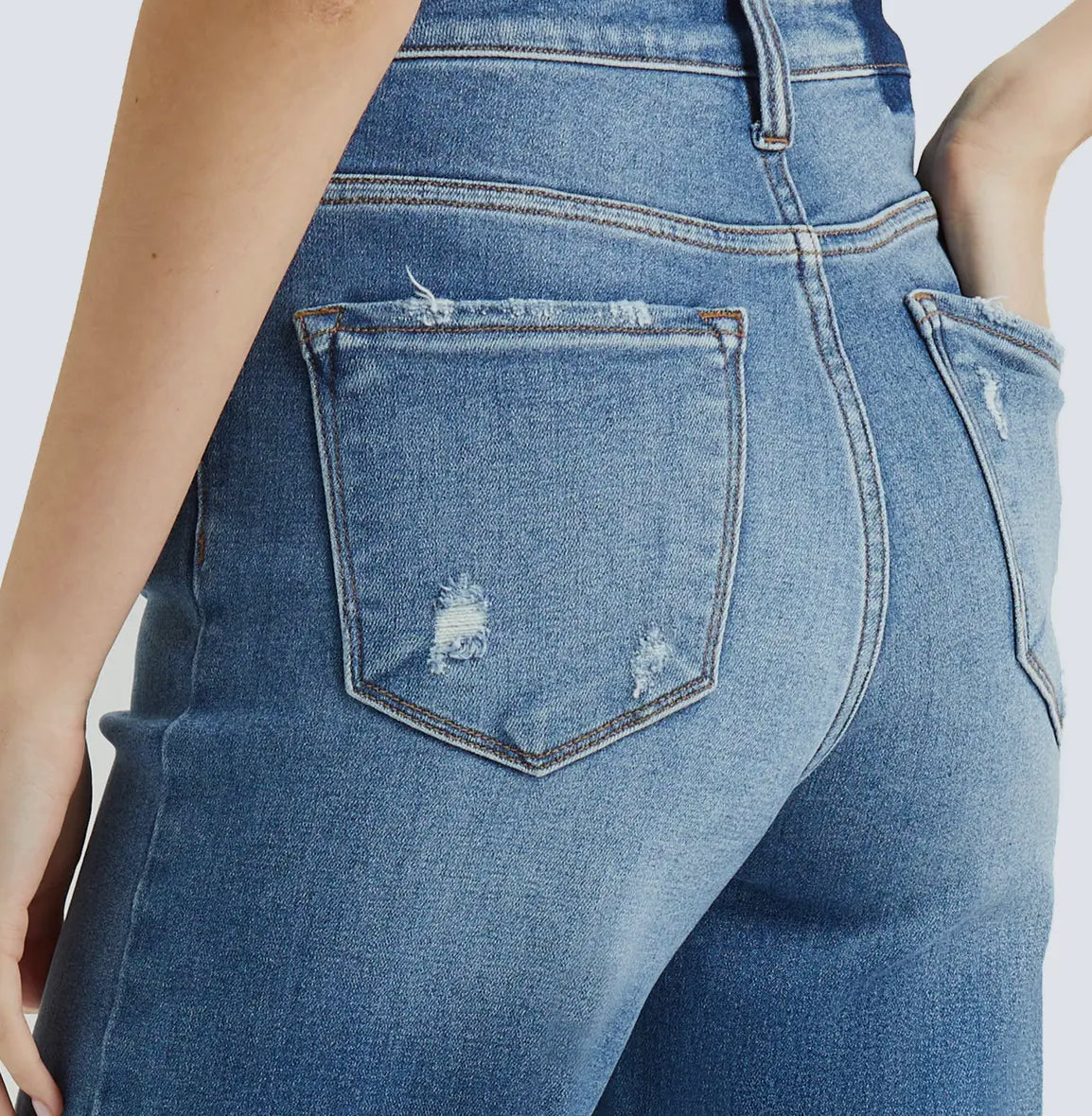 High Rise Wide Leg Jeans with Raw Hem