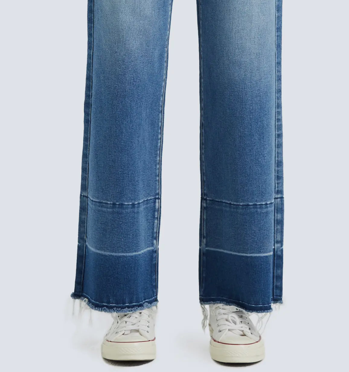 High Rise Wide Leg Jeans with Raw Hem