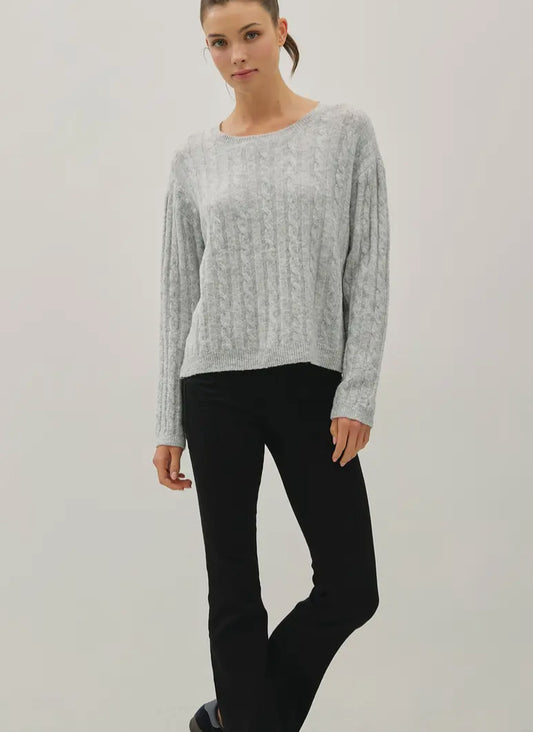 Oversized Boxy Cut Cable Knit Sweater