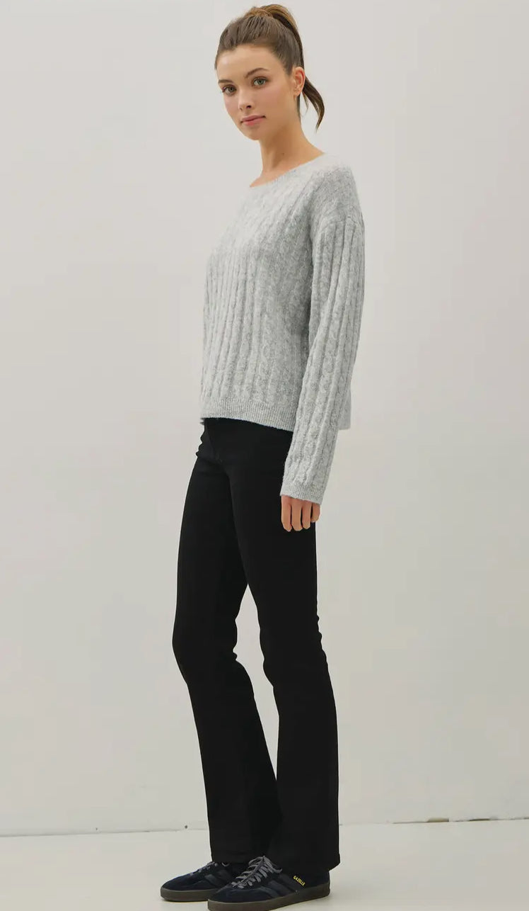 Oversized Boxy Cut Cable Knit Sweater