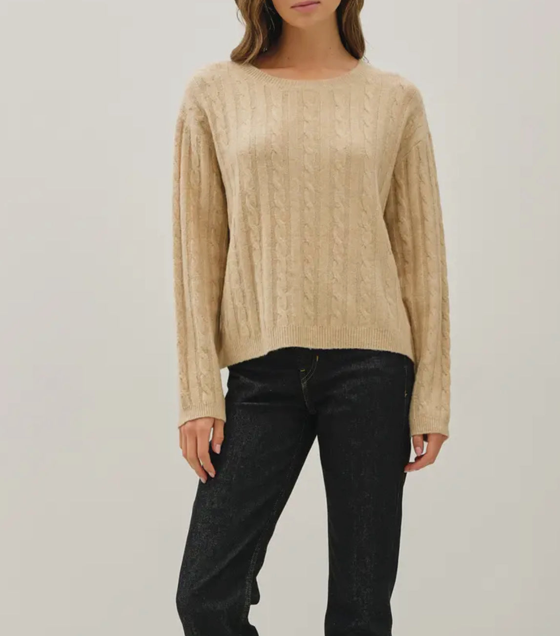 Oversized Boxy Cut Cable Knit Sweater