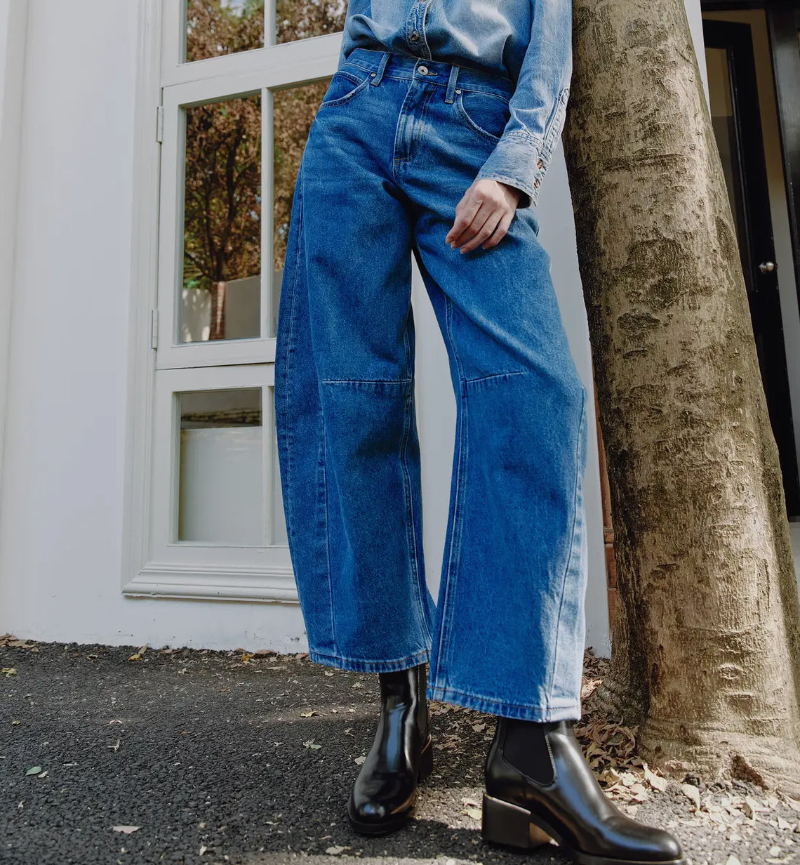 Super High Rise Tailored Barrel Jeans Finished Hem