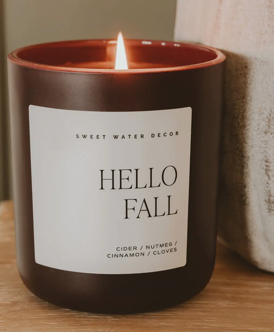 Hello Fall 15 oz Candle, Matte Jar