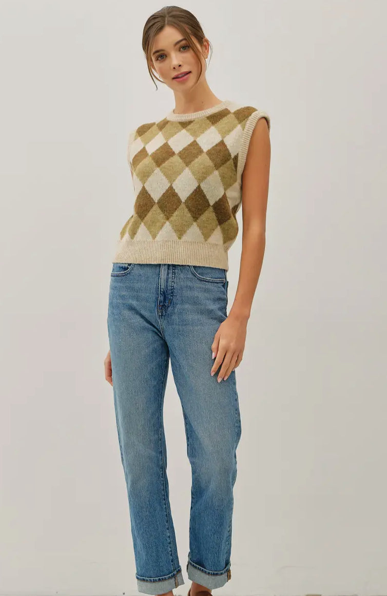 Argyle Wool Blended Sweater Vest