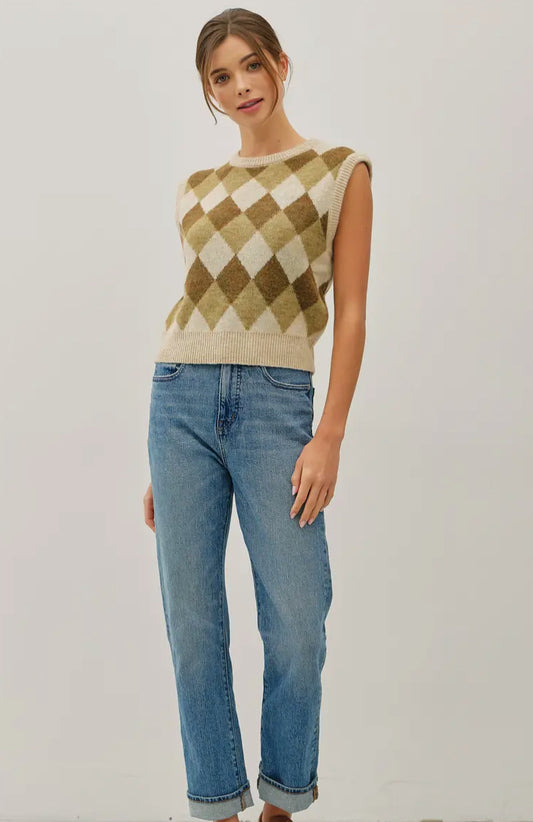 Argyle Wool Blended Sweater Vest