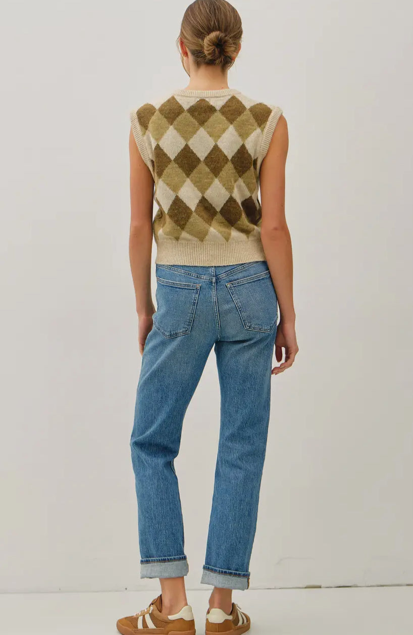 Argyle Wool Blended Sweater Vest