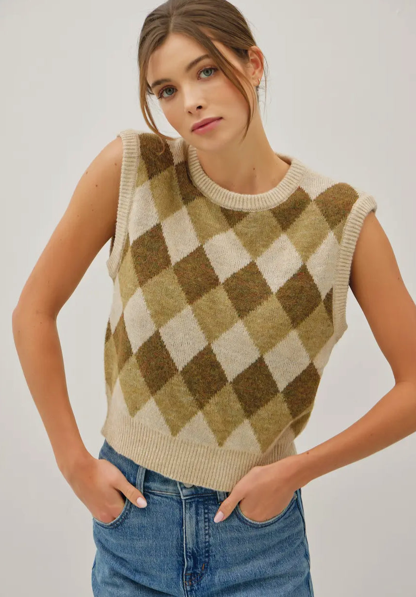 Argyle Wool Blended Sweater Vest