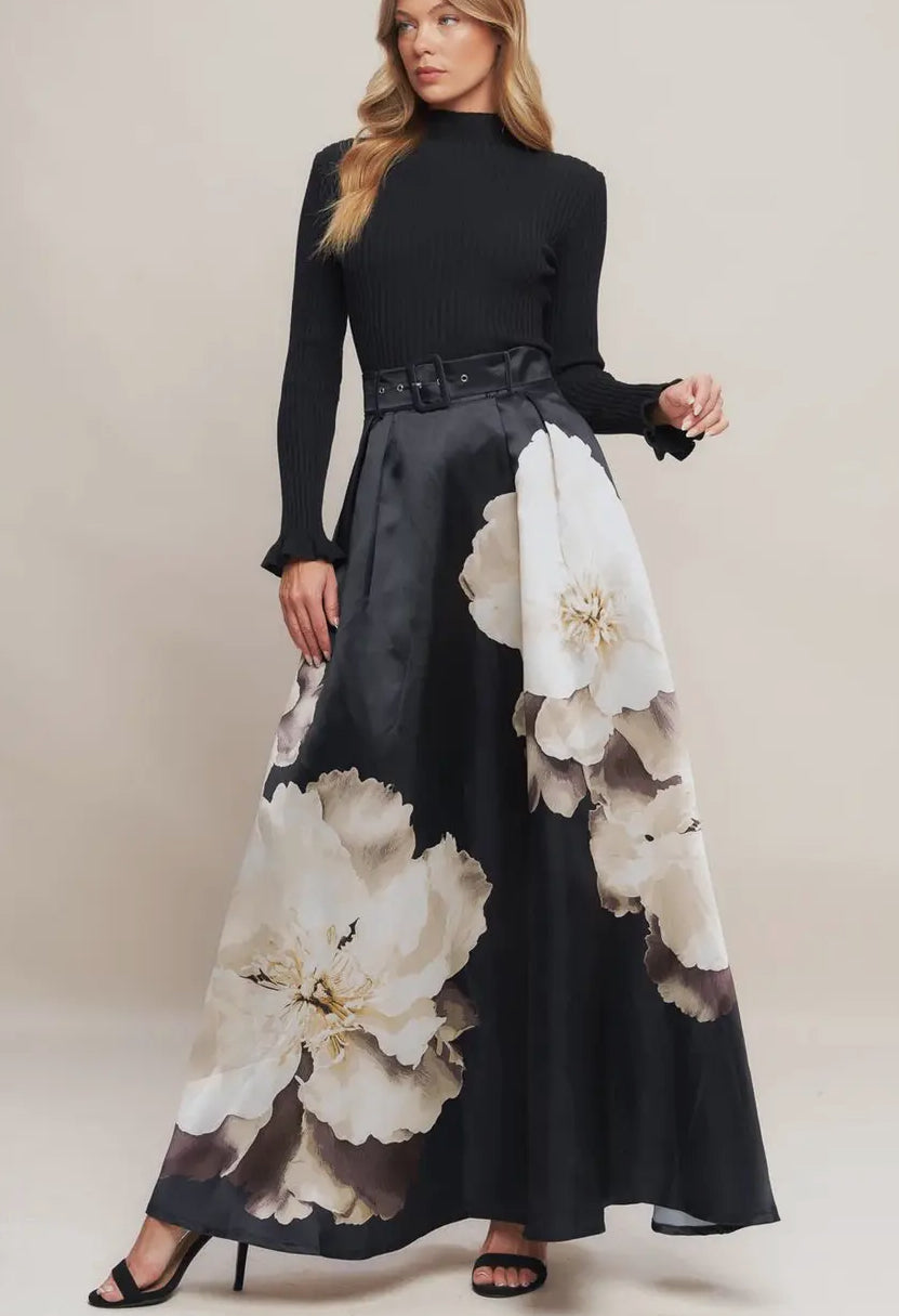 A Printed Woven Maxi Skirt