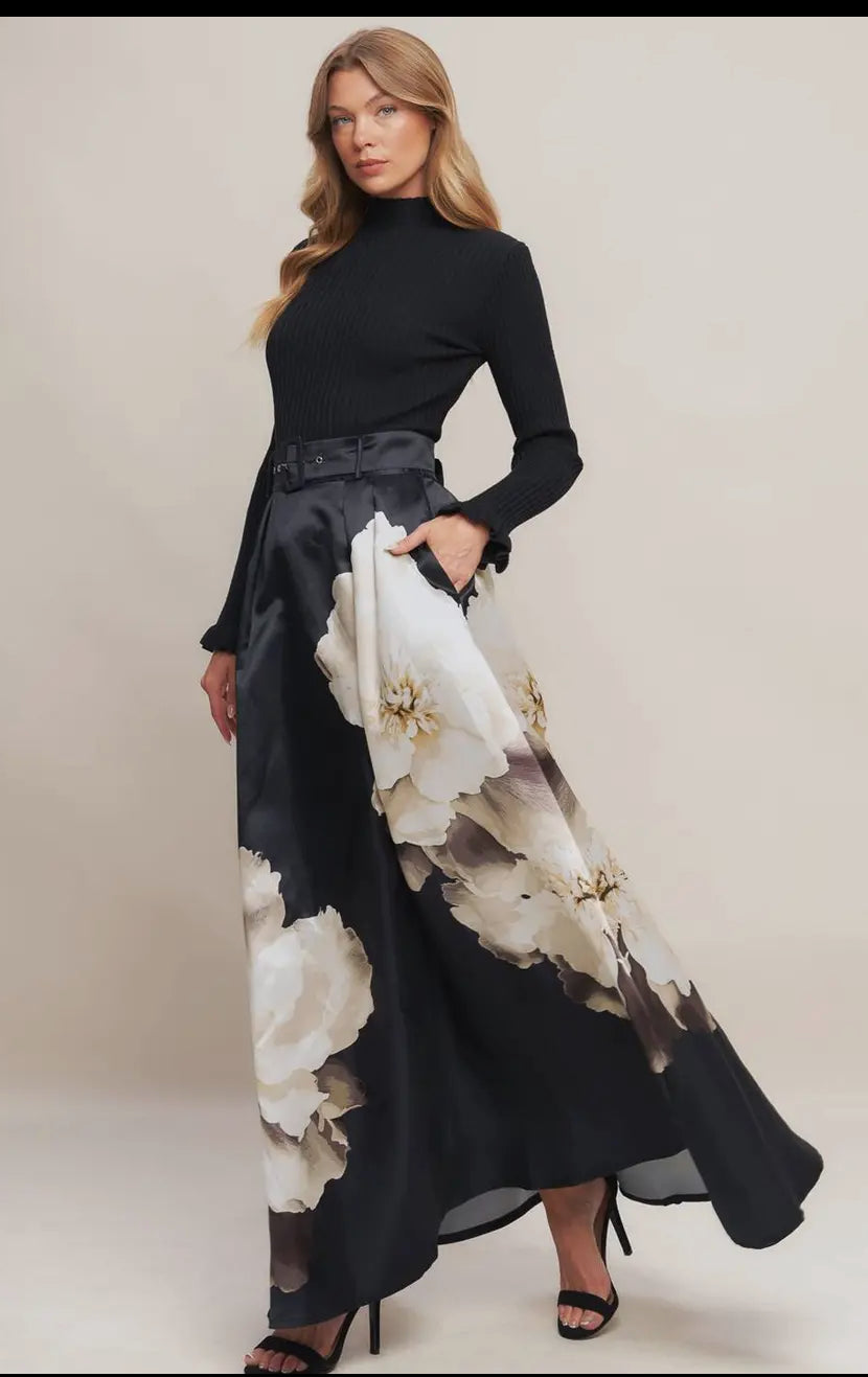 A Printed Woven Maxi Skirt