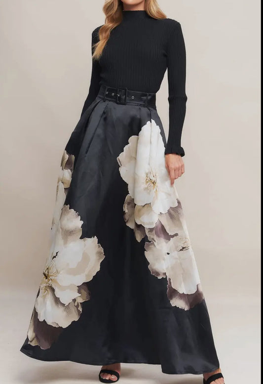 A Printed Woven Maxi Skirt