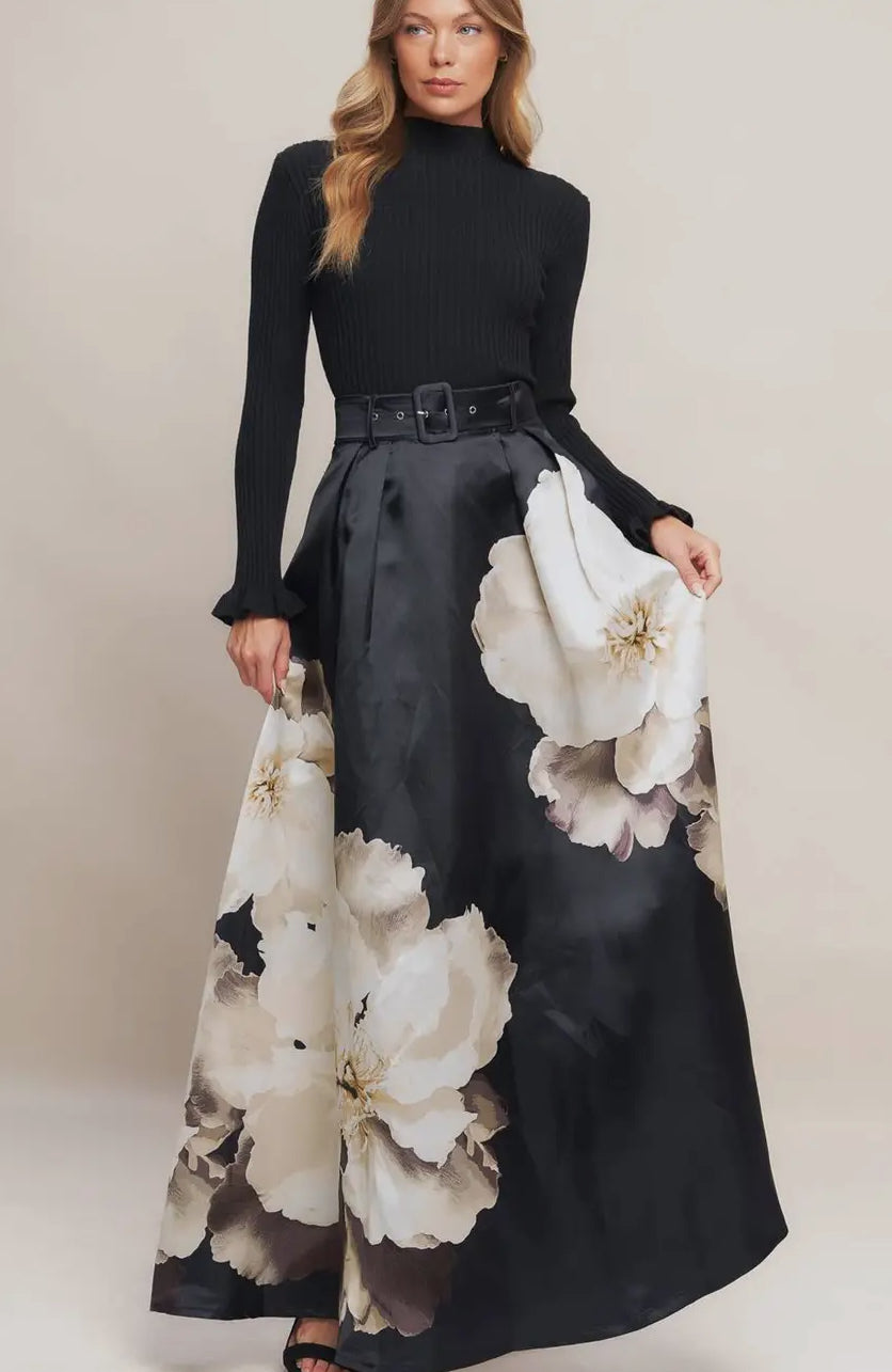 A Printed Woven Maxi Skirt