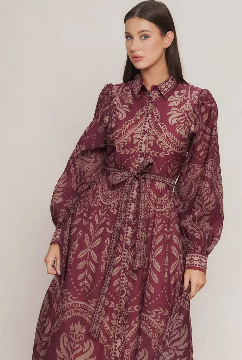 Burgundy midi Dress