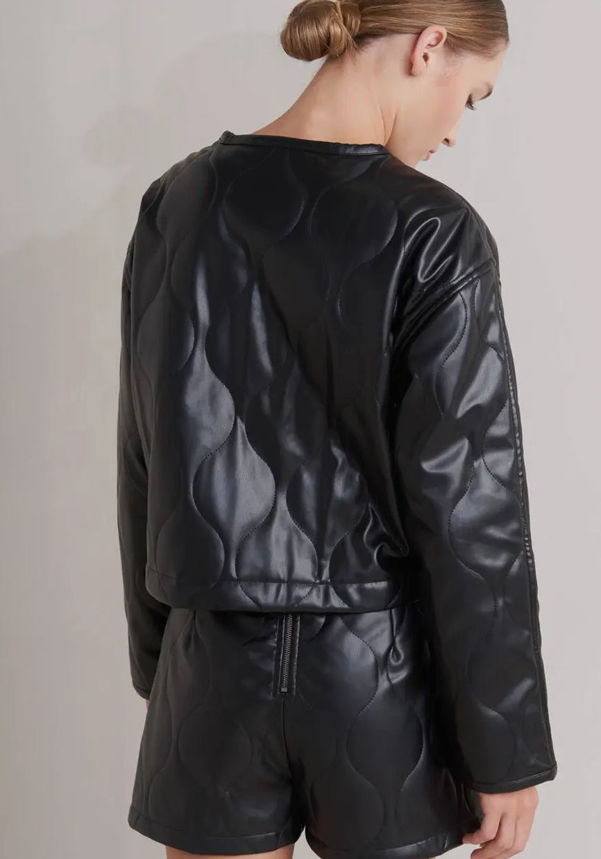 Quilted vegan  Leather Jacket