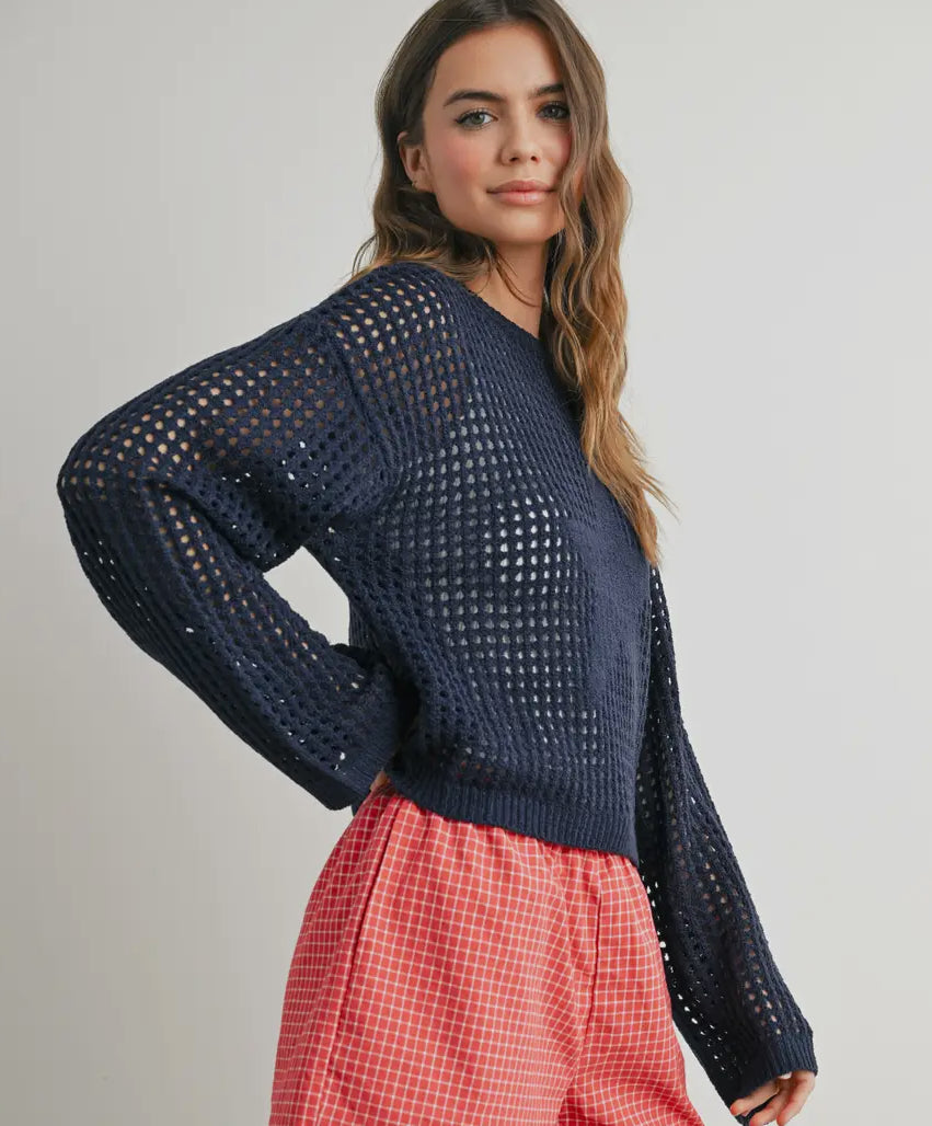 Crew Neck Crochet Sweater