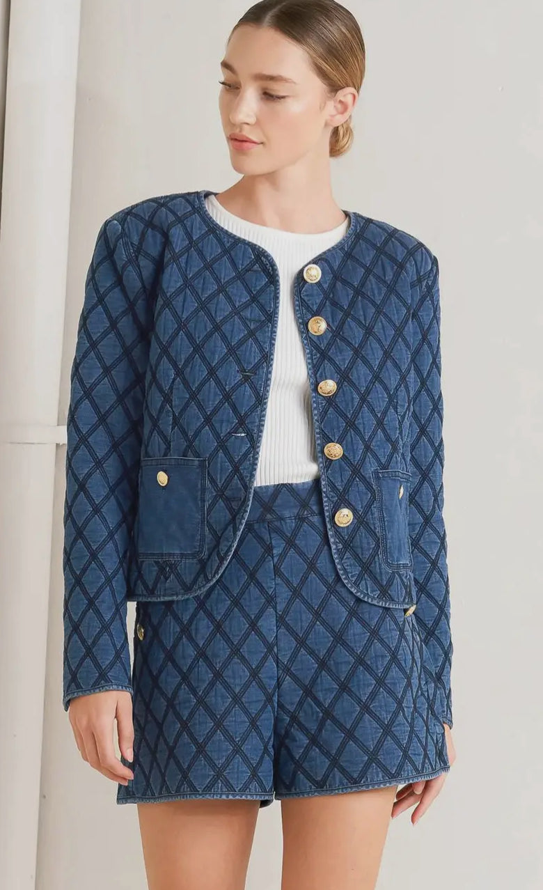 Quilted woven Denim Jacket