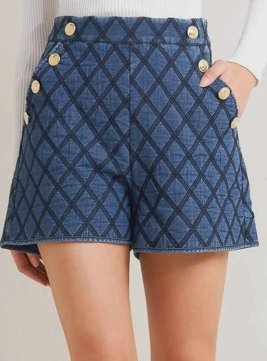 Quilted woven short