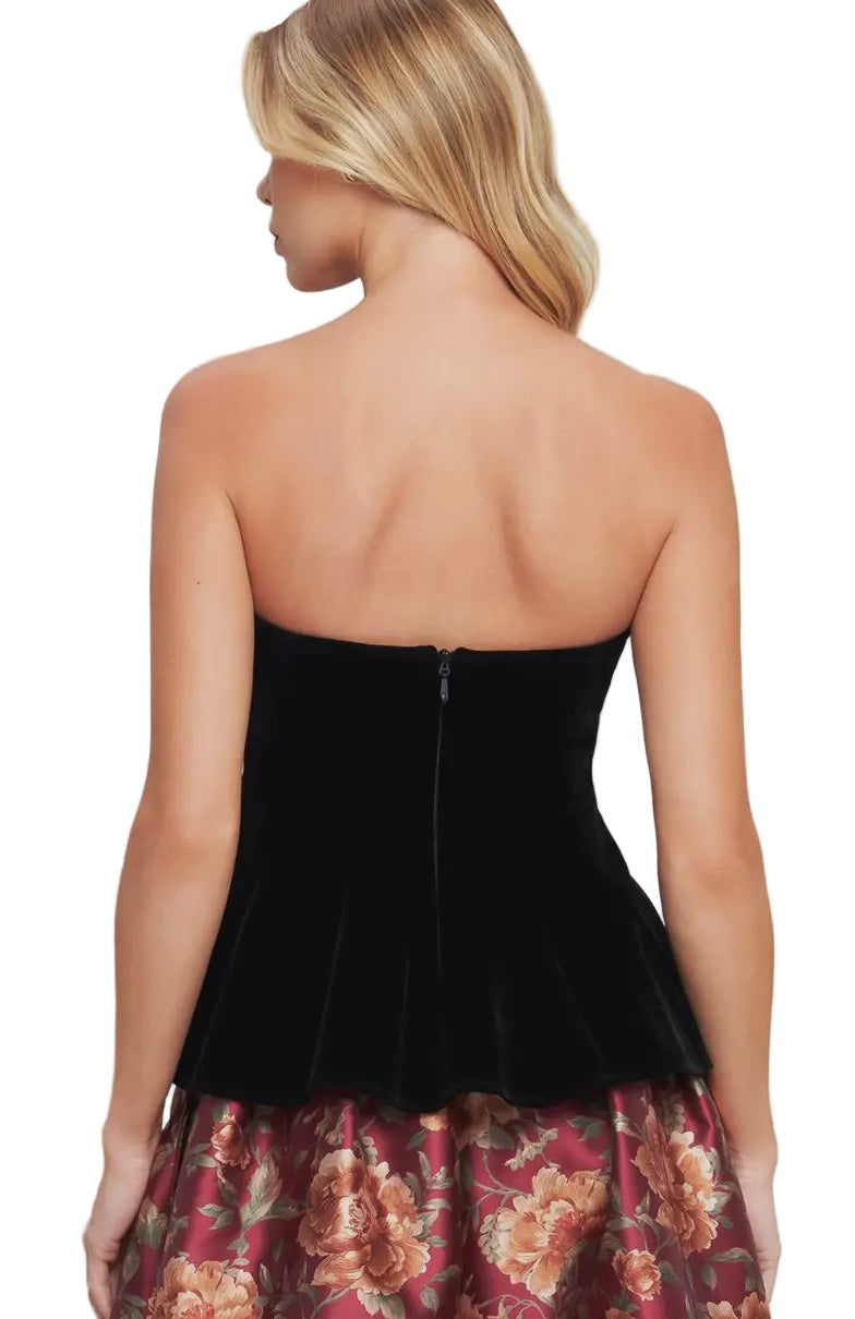 Strapless velvet top