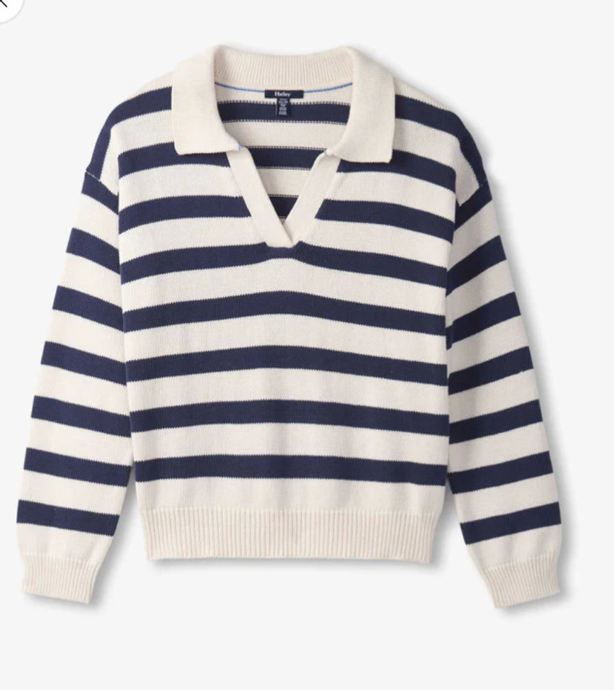 Johnny Collar Sweater Nautical Stripes