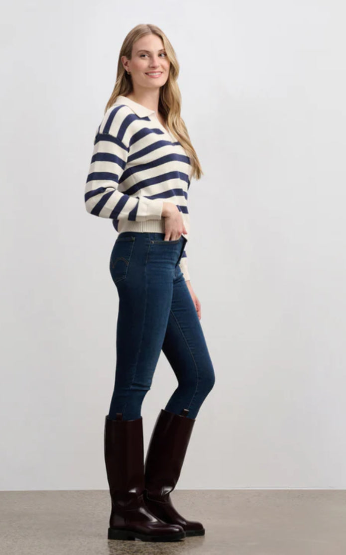 Johnny Collar Sweater Nautical Stripes