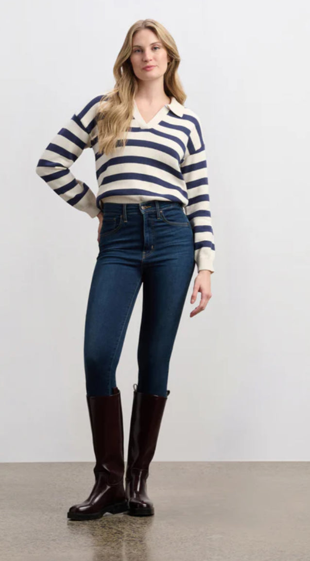 Johnny Collar Sweater Nautical Stripes