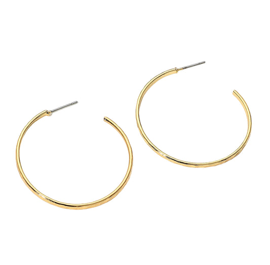 18K Gold Over Brass Hammered Skinny Hoop