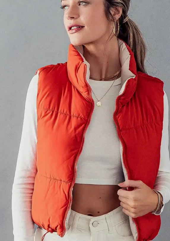 Reversible Cropped Puff Vest