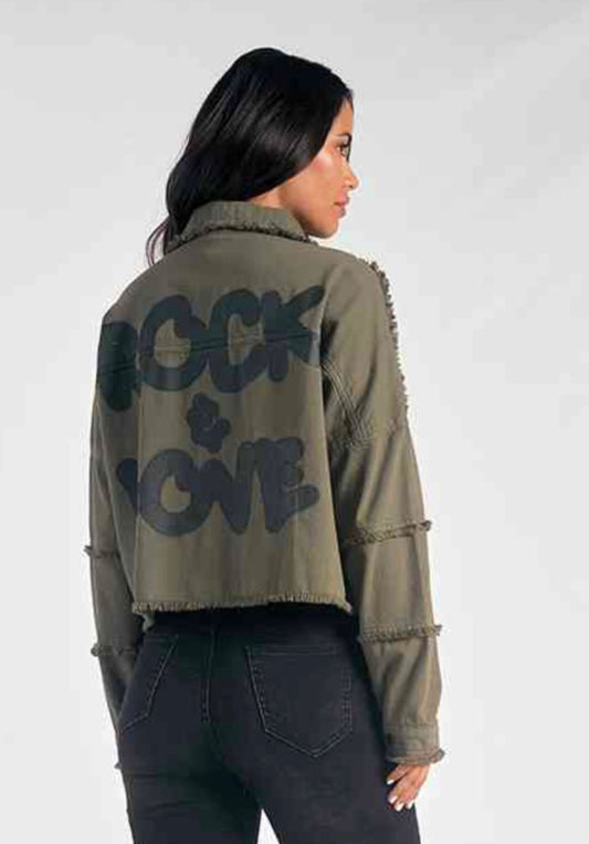 "Rock and love" Distressed Jacket