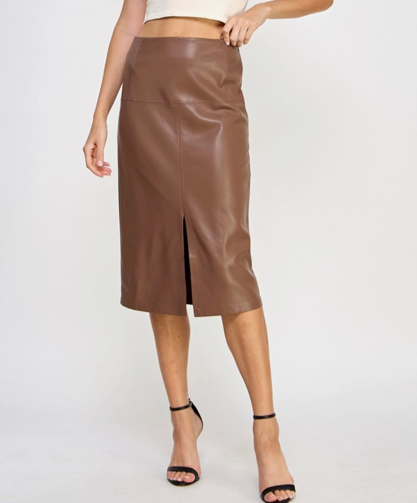 Faux Leather Slim  Skirt