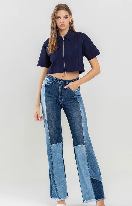 90S Vintage High Rise Patch Jeans