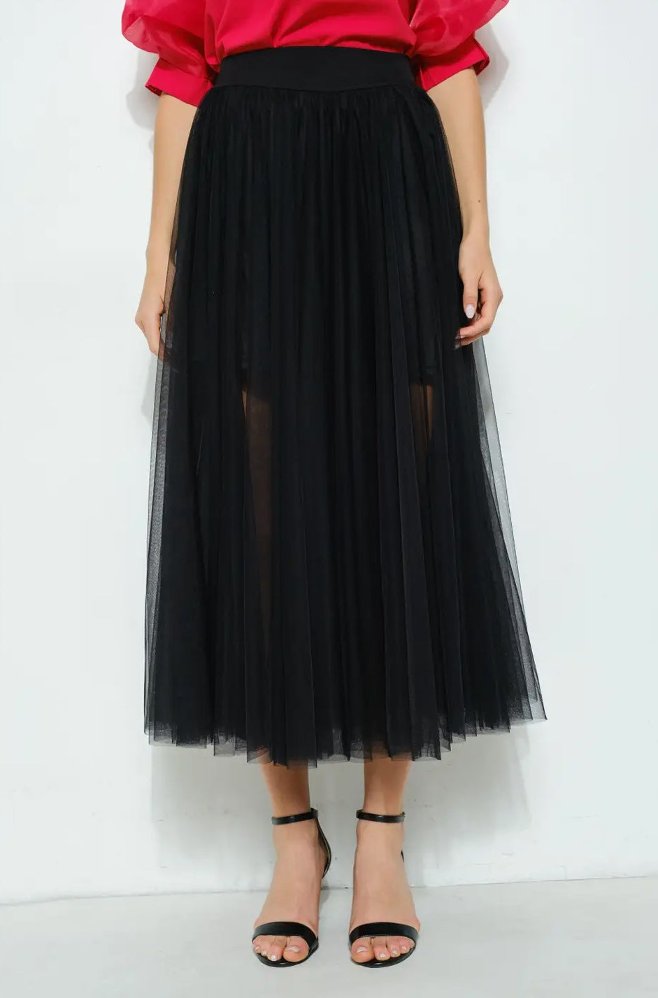 High Waist Sheer Tulle Skirt