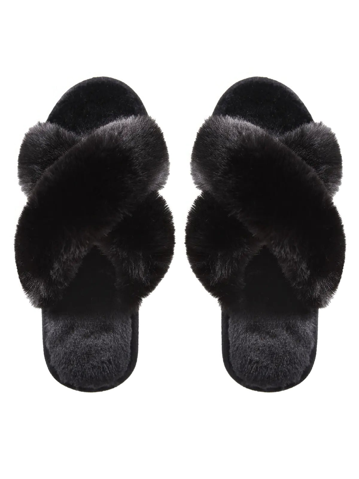 Faux Fur Open Toe Plush Slipper