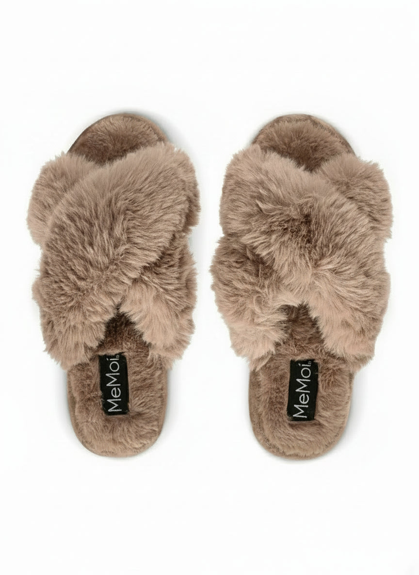 Faux Fur Open Toe Plush Slipper