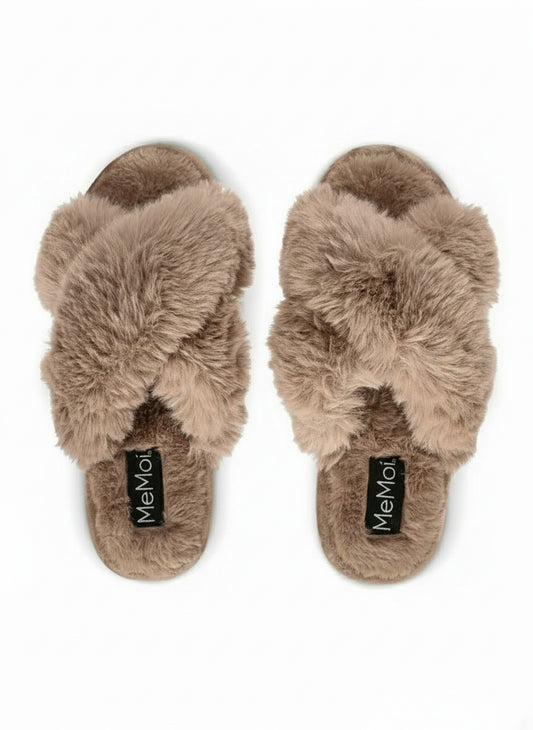 Faux Fur Open Toe Plush Slipper
