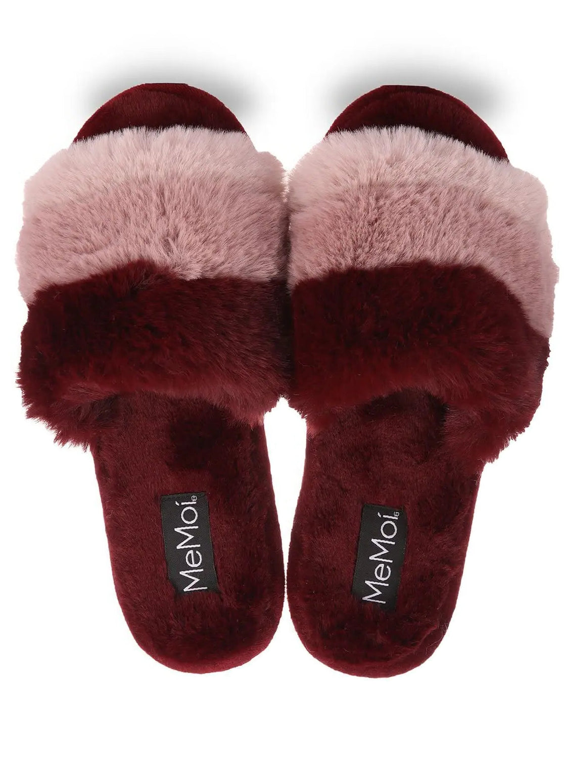 Tonal Stripe Plush Slippers