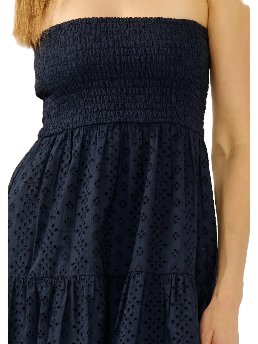 Smocked Bust Tiered Eyelet Dress