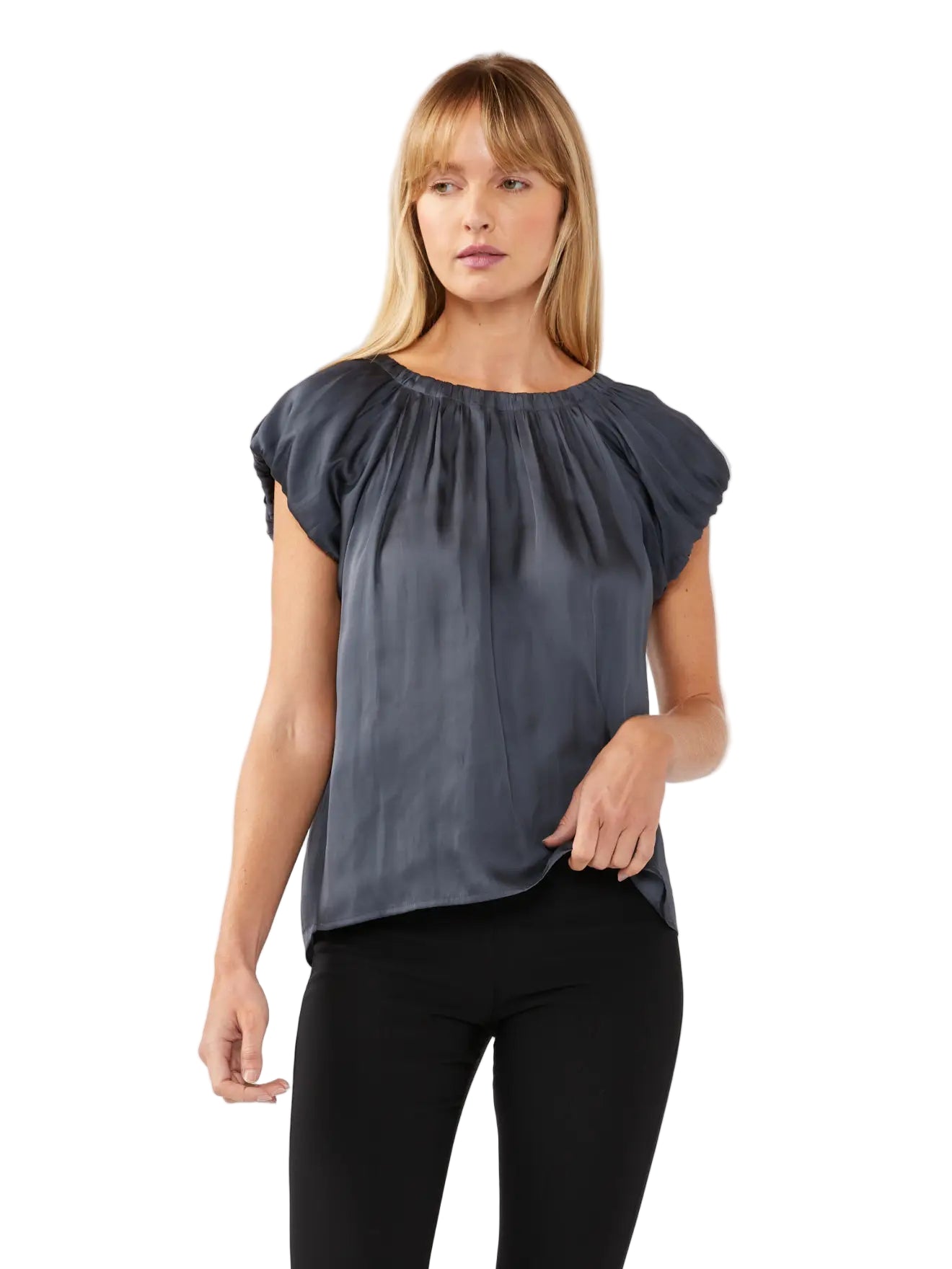 Short Sleeve Raglan Top with Back Tie