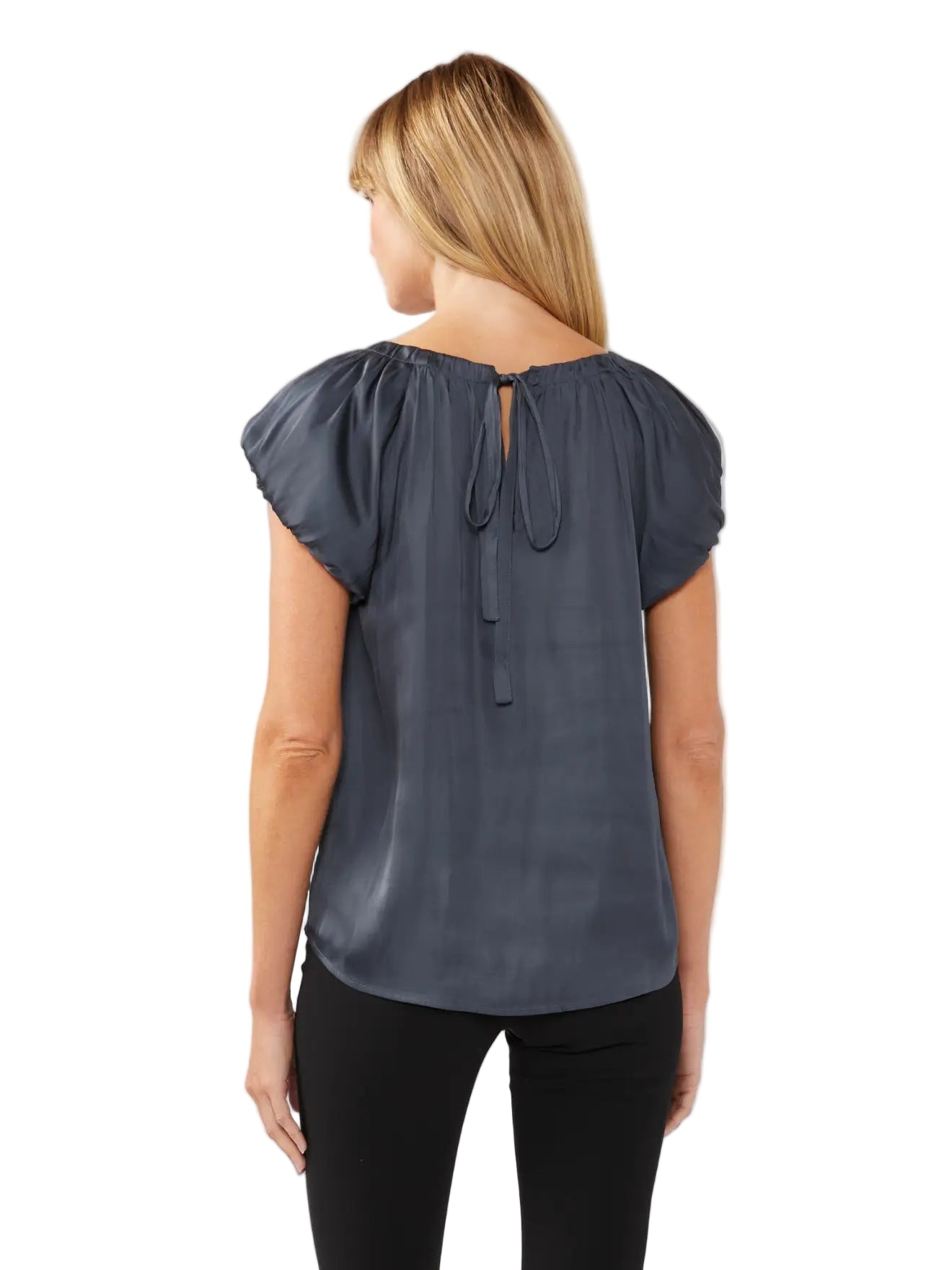 Short Sleeve Raglan Top with Back Tie