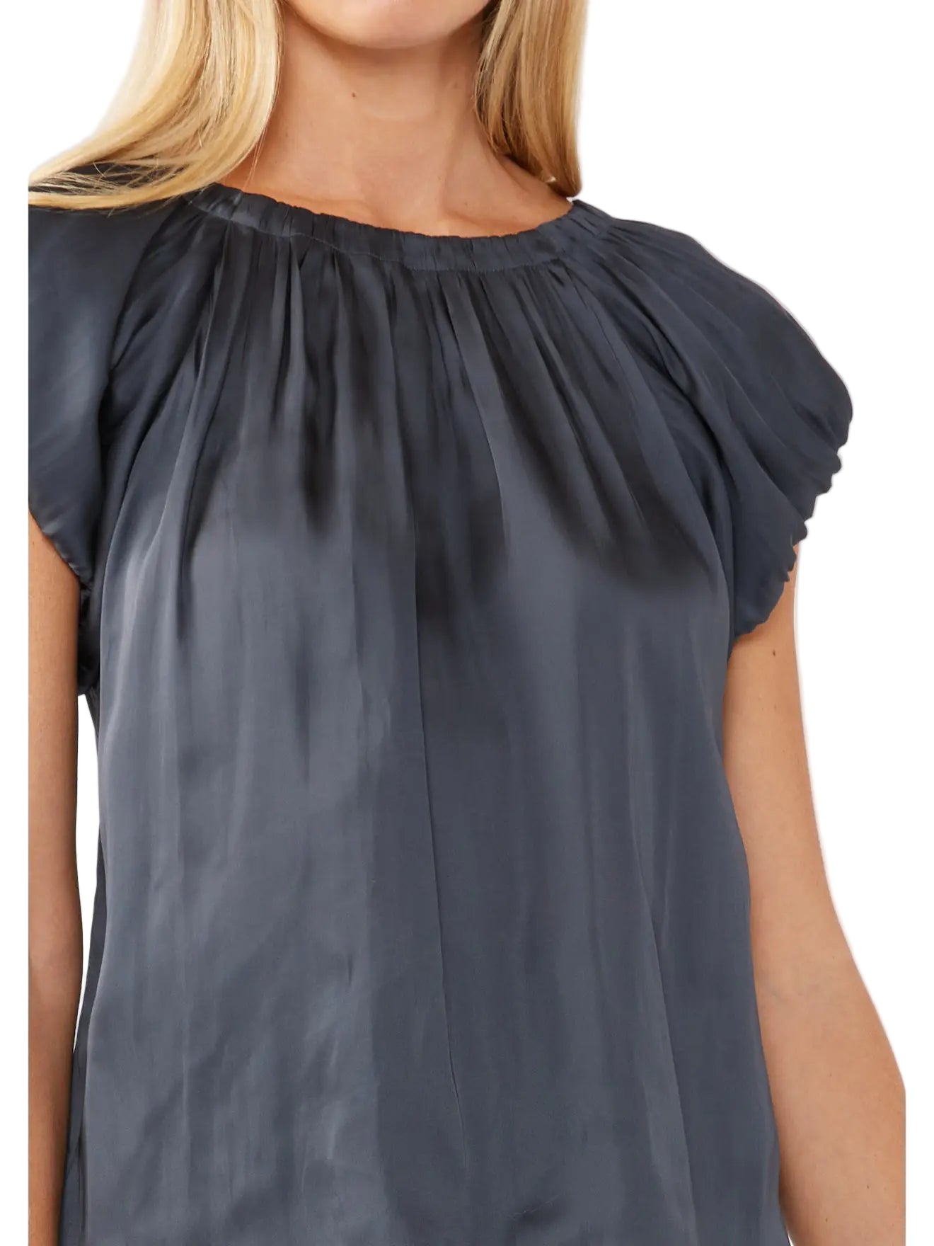 Short Sleeve Raglan Top with Back Tie