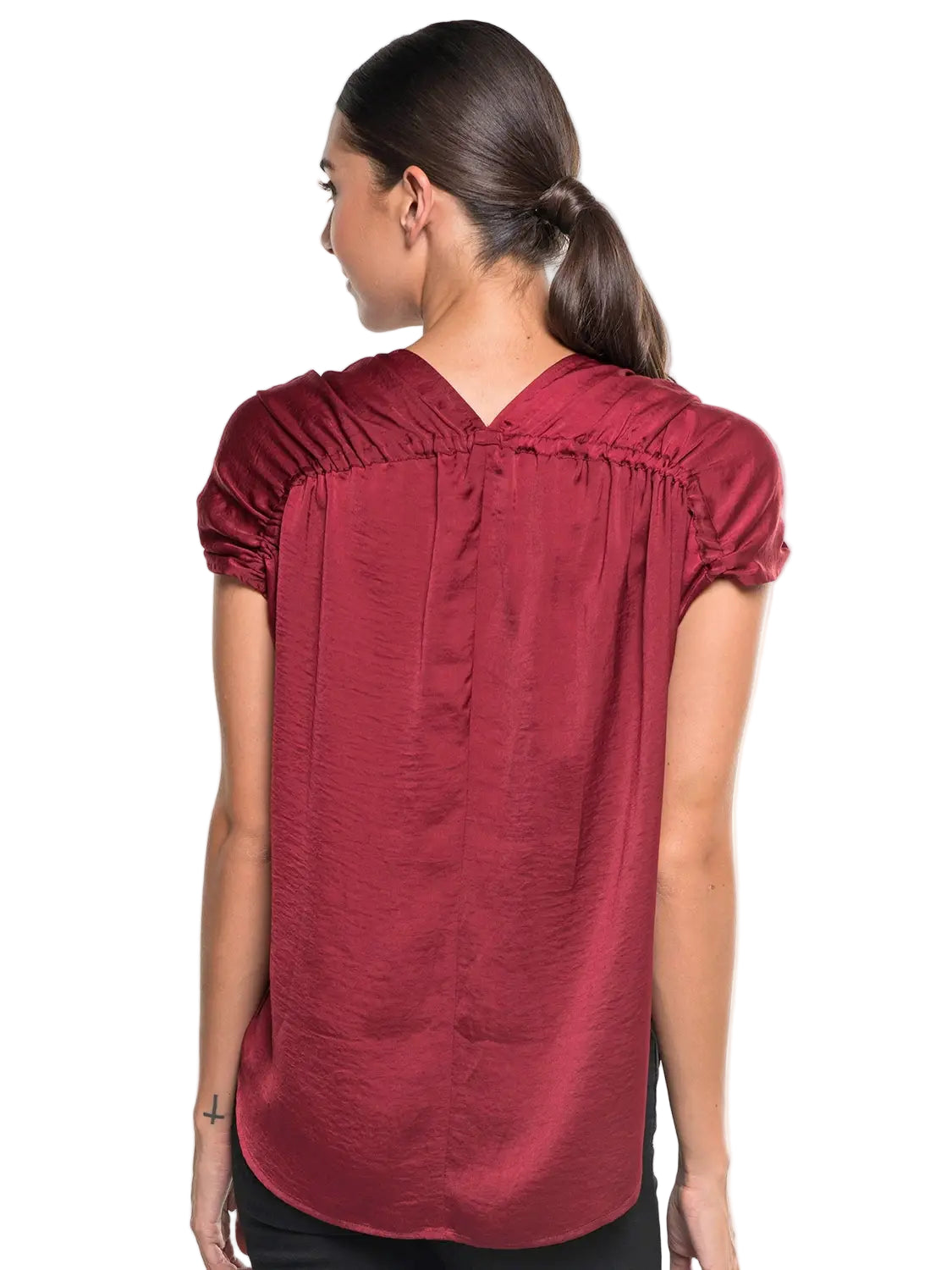 Satin Short Sleeve Top