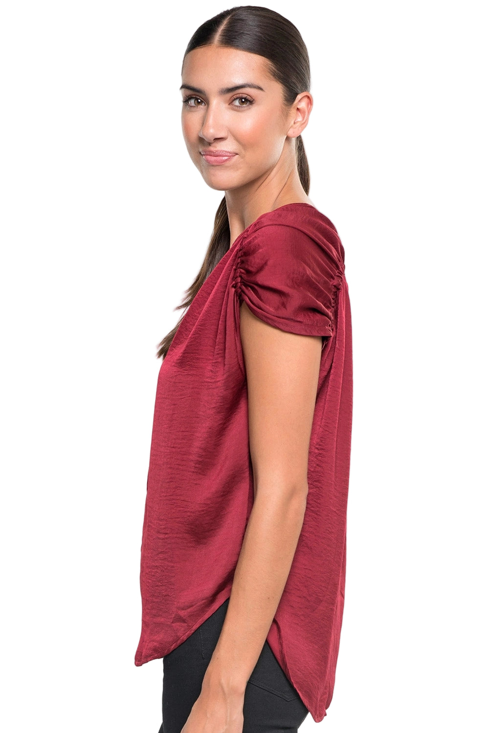 Satin Short Sleeve Top